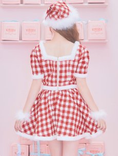 画像15: 【サンタコス 5点セット】【XS-Lサイズ/2カラー】ギンガムチェック セットアップフレアコスプレ[OF01] (15)