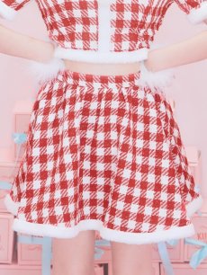 画像17: 【サンタコス 5点セット】【XS-Lサイズ/2カラー】ギンガムチェック セットアップフレアコスプレ[OF01] (17)