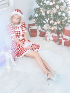 画像8: 【一部予約商品/12月中旬発送予定】【サンタコス 5点セット】【XS-Lサイズ/2カラー】ギンガムチェック セットアップフレアサンタコスプレ[OF01] (8)