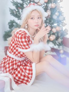 画像12: 【一部予約商品/12月中旬発送予定】【サンタコス 5点セット】【XS-Lサイズ/2カラー】ギンガムチェック セットアップフレアサンタコスプレ[OF01] (12)