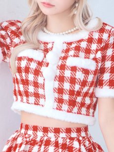 画像17: 【一部予約商品/12月中旬発送予定】【サンタコス 5点セット】【XS-Lサイズ/2カラー】ギンガムチェック セットアップフレアサンタコスプレ[OF01] (17)