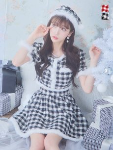 画像2: 【一部予約商品/12月中旬発送予定】【sugar nine サンタコス 5点セット】【XS-Lサイズ/2カラー】ギンガムチェック セットアップフレアサンタコスプレ[OF01] (2)