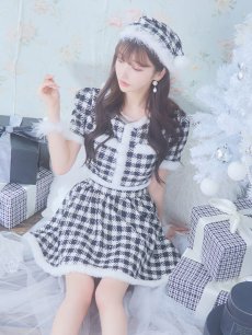 画像8: 【一部予約商品/12月中旬発送予定】【sugar nine サンタコス 5点セット】【XS-Lサイズ/2カラー】ギンガムチェック セットアップフレアサンタコスプレ[OF01] (8)