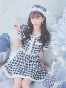 画像10: 【一部予約商品/12月中旬発送予定】【sugar nine サンタコス 5点セット】【XS-Lサイズ/2カラー】ギンガムチェック セットアップフレアサンタコスプレ[OF01] (10)