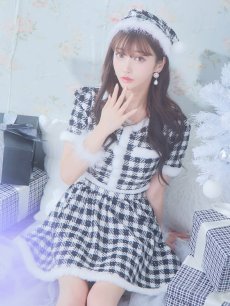 画像13: 【一部予約商品/12月中旬発送予定】【sugar nine サンタコス 5点セット】【XS-Lサイズ/2カラー】ギンガムチェック セットアップフレアサンタコスプレ[OF01] (13)