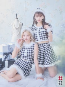 画像1: 【一部予約商品/12月中旬発送予定】【sugar nine サンタコス 5点セット】【XS-XLサイズ/2カラー】ギンガムチェック セットアップフレアサンタコスプレ[OF01] (1)