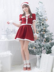 画像3: 【即日発送】【サンタコス 5点セット】【XS-Lサイズ/2カラー】ラメツイードセットアップサンタ[OF01] (3)