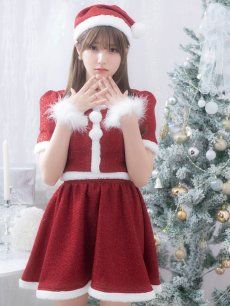 画像4: 【即日発送】【サンタコス 5点セット】【XS-Lサイズ/2カラー】ラメツイードセットアップサンタ[OF01] (4)