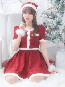 画像6: 【即日発送】【サンタコス 5点セット】【XS-Lサイズ/2カラー】ラメツイードセットアップサンタ[OF01] (6)