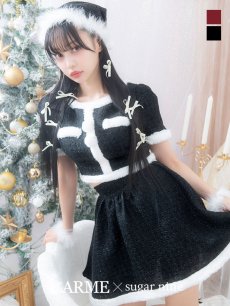 画像1: 【即日発送】【サンタコス 5点セット】【XS-Lサイズ/2カラー】ラメツイードセットアップサンタ[OF01] (1)