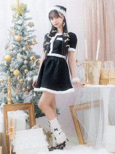 画像3: 【即日発送】【サンタコス 5点セット】【XS-Lサイズ/2カラー】ラメツイードセットアップサンタ[OF01] (3)