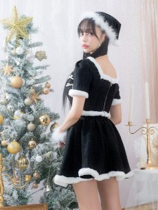 画像5: 【即日発送】【サンタコス 5点セット】【XS-Lサイズ/2カラー】ラメツイードセットアップサンタ[OF01] (5)