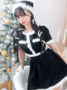 画像6: 【即日発送】【サンタコス 5点セット】【XS-Lサイズ/2カラー】ラメツイードセットアップサンタ[OF01] (6)