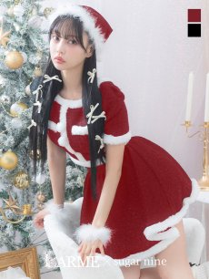 画像11: 【即日発送】【サンタコス 5点セット】【XS-Lサイズ/2カラー】ラメツイードセットアップサンタ[OF01] (11)