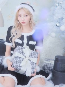 画像27: 【即日発送】【サンタコス 5点セット】【XS-Lサイズ/2カラー】ラメツイードセットアップサンタ[OF01] (27)