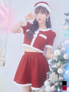 画像3: 【即日発送】【サンタコス 5点セット】【XS-Lサイズ/2カラー】ラメツイードセットアップサンタ[OF01] (3)