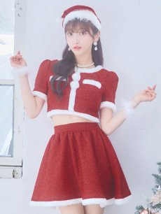 画像4: 【即日発送】【サンタコス 5点セット】【XS-Lサイズ/2カラー】ラメツイードセットアップサンタ[OF01] (4)