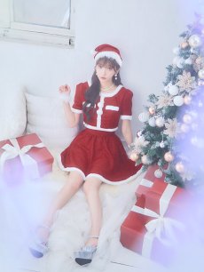 画像6: 【即日発送】【サンタコス 5点セット】【XS-Lサイズ/2カラー】ラメツイードセットアップサンタ[OF01] (6)