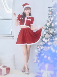 画像8: 【即日発送】【サンタコス 5点セット】【XS-Lサイズ/2カラー】ラメツイードセットアップサンタ[OF01] (8)