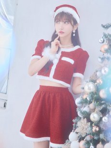 画像10: 【即日発送】【サンタコス 5点セット】【XS-Lサイズ/2カラー】ラメツイードセットアップサンタ[OF01] (10)