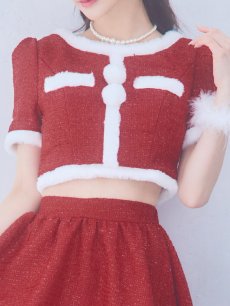 画像15: 【即日発送】【サンタコス 5点セット】【XS-Lサイズ/2カラー】ラメツイードセットアップサンタ[OF01] (15)