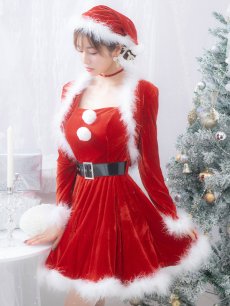 画像5: SALE!【即日発送！】【サンタコス 5点セット】【S-XLサイズ/1カラー】ジャケット付きフレアサンタ[OF01] (5)