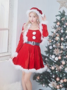 画像2: SALE!【即日発送！】【サンタコス 5点セット】【S-XLサイズ/1カラー】ジャケット付きフレアサンタ[OF01] (2)