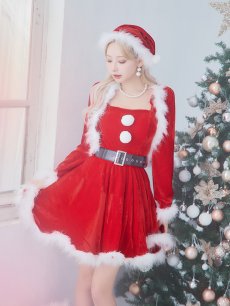 画像4: SALE!【即日発送！】【サンタコス 5点セット】【S-XLサイズ/1カラー】ジャケット付きフレアサンタ[OF01] (4)