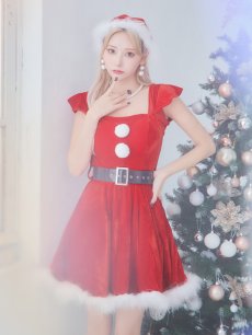 画像7: SALE!【即日発送！】【サンタコス 5点セット】【S-XLサイズ/1カラー】ジャケット付きフレアサンタ[OF01] (7)