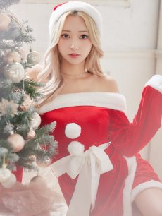 画像7: SALE!【即日発送！】【サンタコス 4点セット】オフショルダーロングスリーブサンタコスプレ[OF01] (7)
