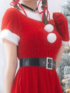 画像9: 【即日発送】【サンタコス 5点セット】【S-Lサイズ/2カラー】シンプルフレアサンタ[OF01] (9)