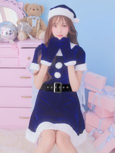 画像1: 【即日発送】【サンタコス 5点セット】【S-Lサイズ/2カラー】シンプルフレアサンタ[OF01] (1)