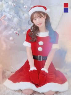 画像1: 【即日発送】【サンタコス 5点セット】【S-Lサイズ/2カラー】シンプルフレアサンタ[OF01] (1)