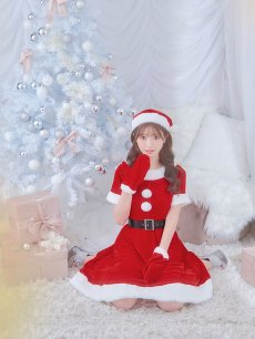 画像6: 【即日発送】【サンタコス 5点セット】【S-Lサイズ/2カラー】シンプルフレアサンタ[OF01] (6)