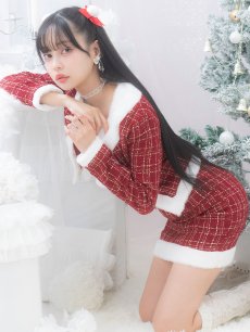 画像3: SALE!即日発送!【サンタコス 6点セット】【XS-Lサイズ/1カラー】ツイードジャケットチェックセットアップサンタコスプレ[OF01] (3)