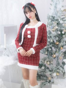 画像5: SALE!即日発送!【サンタコス 6点セット】【XS-Lサイズ/1カラー】ツイードジャケットチェックセットアップサンタコスプレ[OF01] (5)