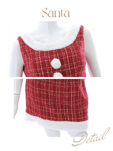 画像20: SALE!【サンタコス 6点セット】【XS-Lサイズ/1カラー】ツイードジャケットチェックセットアップサンタコスプレ[OF01] (20)