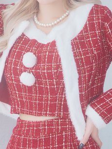 画像16: SALE!【サンタコス 6点セット】【XS-Lサイズ/1カラー】ツイードジャケットチェックセットアップサンタコスプレ[OF01] (16)