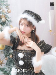 画像2: SALE!【即日発送】【サンタコス 4点セット】【S-Lサイズ/2カラー】チェーンモチーフフロントジップツイードフレアサンタコスプレ[OF01] (2)