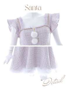 画像36: SALE!【即日発送!】【サンタコス 4点セット】【S-Lサイズ/2カラー】チェーンモチーフフロントジップツイードフレアサンタコスプレ[OF01] (36)