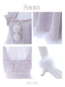 画像37: SALE!【即日発送!】【サンタコス 4点セット】【S-Lサイズ/2カラー】チェーンモチーフフロントジップツイードフレアサンタコスプレ[OF01] (37)