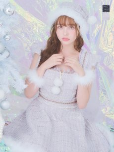 画像2: SALE!【即日発送!】【サンタコス 4点セット】【S-Lサイズ/2カラー】チェーンモチーフフロントジップツイードフレアサンタコスプレ[OF01] (2)