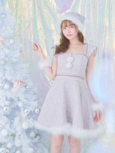 画像4: SALE!【即日発送!】【サンタコス 4点セット】【S-Lサイズ/2カラー】チェーンモチーフフロントジップツイードフレアサンタコスプレ[OF01] (4)