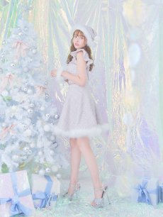 画像9: SALE!【即日発送!】【サンタコス 4点セット】【S-Lサイズ/2カラー】チェーンモチーフフロントジップツイードフレアサンタコスプレ[OF01] (9)