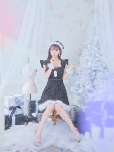 画像18: SALE!【即日発送!】【サンタコス 4点セット】【S-Lサイズ/2カラー】チェーンモチーフフロントジップツイードフレアサンタコスプレ[OF01] (18)