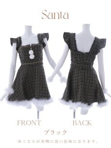 画像39: SALE!【即日発送!】【サンタコス 4点セット】【S-Lサイズ/2カラー】チェーンモチーフフロントジップツイードフレアサンタコスプレ[OF01] (39)