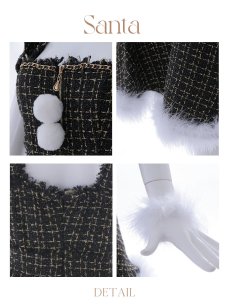 画像41: SALE!【即日発送!】【サンタコス 4点セット】【S-Lサイズ/2カラー】チェーンモチーフフロントジップツイードフレアサンタコスプレ[OF01] (41)