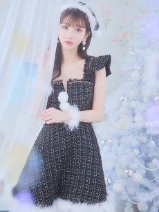 画像20: SALE!【即日発送!】【サンタコス 4点セット】【S-Lサイズ/2カラー】チェーンモチーフフロントジップツイードフレアサンタコスプレ[OF01] (20)