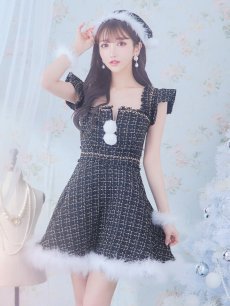 画像21: SALE!【即日発送!】【サンタコス 4点セット】【S-Lサイズ/2カラー】チェーンモチーフフロントジップツイードフレアサンタコスプレ[OF01] (21)