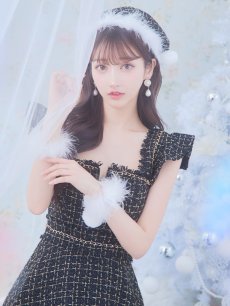 画像24: SALE!【即日発送!】【サンタコス 4点セット】【S-Lサイズ/2カラー】チェーンモチーフフロントジップツイードフレアサンタコスプレ[OF01] (24)